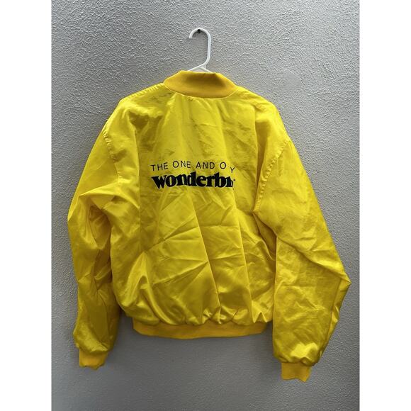 Windless Womens Bomber Jacket Size Large Satin Yellow Wonderbra PR Snap Up VTG - Picture 7 of 12